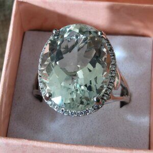 Impressive Prasiolite Ring, 925 silver, size 10